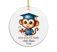 Arbre De Noël Ornements Remise des Diplômes des Singes Céramique À Suspendre Esthétique Boule De Noëls pour Maison Fête du Nouvel Enfant 7.3 CM