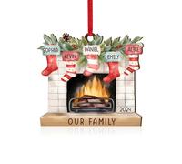 Arbre de Noël Ornements Suspensions Personnalisé avec 2-8 Noms Boules de Noël en Bois avec Ruban Décoration 2024 2025 Cadeau de Noël (5 Name)