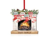 Arbre de Noël Ornements Suspensions Personnalisé avec 2-8 Noms Boules de Noël en Bois avec Ruban Décoration 2024 2025 Cadeau de Noël (6 Name)