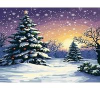 Arbre de Noël Peinture Diamant 5D Kit Complet hiver, Round Drill Diamond Painting Adulte Débutants, Activité Manuelle, Strass Point de Croix Painting, Maison Décoration Intérieur Gift 20x30cm O-816