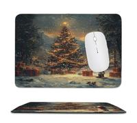 Arbre de Noël père Noël Tapis de Souris Portable Mini 24 x 28 cm nm-810 | Base Antidérapante en Caoutchouc Souple, Surface Laveable et Imperméable, Bords Renforcés Cousus, Compact et Léger