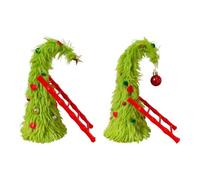Arbre de Noël pliable en peluche - Décoration de bureau - Mini échelle avec échelle - Décorations de Noël - Support Seuss - Assemblage pliable - Décoration de Noël