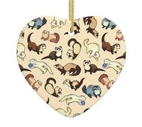 Arbre de Noël poilu furet imprimé cœur en céramique, décoration créative pour la maison