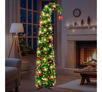 Arbre de Noël Pop-Up Pliable Décoré, 150CM/5FT Extensible Arbre de Noël Pliable avec 50 Lumières LED, Décoration de Noël avec Support et Réutilisable (Vert Foncé)