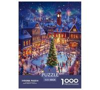 Arbre de Noël Puzzle 1000 Pieces Cadeau Unique Jeu Éduchatif Challenge Toy À De Qualité Supérieure Peinture Art pour Adultes Enfants 38x26cm/1000pcs