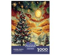 Arbre de Noël Puzzle 1000 Pieces Cadeau Unique Jeu Éduchatif Défi Jouet À De Qualité Supérieure Peinture Art pour Adultes Et Enfants À Partir De 12 Ans 70x50cm/1000pcs