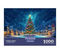 Arbre de Noël Puzzles 1000 Pieces Cadeau Unique Jeu Éduchatif Challenge Toy À De Qualité Supérieure Peinture Art pour Adultes Enfants 70x50cm/1000pcs