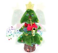 Arbre de Noël Qui Danse et Chante, Aceshop 14'' Peluche de Noël avec Musique et Lumières Ornements de Noël Jouet en Peluche Poupée Musicale de Noël Électronique pour Enfants Cadeau Décoration de Noël
