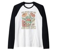 Arbre de Noël rétro Oh Come Let Us Adore Him Floral Manche Raglan