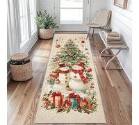 Arbre de Noël Tapis de Couloir Noël Bonhomme de Neige Tapis de Couloir Long 50 x 150 cm Passage Antidérapant Lavable en Machine D'entrée Chambre Salon Descente de Lit Poil Ras Rug nH&H275
