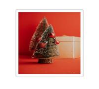arbre de Noël toile murale art vacances rouge oeuvre impressions affiches à thème festif peinture moderne orange murale pour salle d’étude décor 80x80cm sans cadre