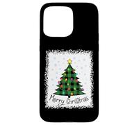Arbre de Noël Vert Blanchi à Carreaux Vert Clair Coque pour iPhone 15 Pro Max