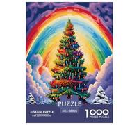 Arbre de Noëls Arc-en-Ciel Puzzle 1000 Pièces Educa Jouet en Bois Cadeau Unique De l'art De La Décoration Jeu Éduchatif Challenge Toy Adultes Et Enfants À Partir De 14 Ans 38x26cm/1000pcs