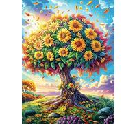 Arbre de tournesols enchanté 500 Pieces Casse-tête Adulte en Carton Anti-Déchirure Difficile Moyenne Décoration Murale Jeu De Société Anti-Stress Loisir Créatif 500 PCS