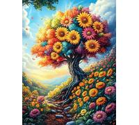 Arbre de tournesols enchanté 500 Pièces Puzzle Adolescent en Carton Rigide Difficulté Moyenne Activité Éducative Voyage Déplacement Cadeau Anniversaire Petit Prix 500 PCS