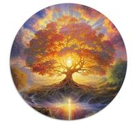 Arbre de Vie 1000 Piece Puzzle Rond, pour Enfants Adult Jouets De Anti Stress Unique Jigsaw pour La Famille Amis 12 Ans De Qualité Supérieure 1000pcs (67.5x67.5cm)