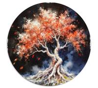 Arbre de Vie 1000 Pièces Puzzle Circulaire plantee Puzzle Adulte pour Enfants Jeux De Défi Uniques Difficile Impossiblepour Adultes De l'art De La Décoration Moderne 1000pcs (67.5x67.5cm)