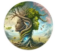 Arbre de Vie 1000 Pièces Puzzle Circulaire plantee Puzzle Adulte pour Enfants Pression Réduite Puzzle Jeu D'Intelligence De l'art De La Décoration Moderne 1000pcs (67.5x67.5cm)