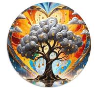 Arbre de Vie 1000 Pièces Puzzle Circulaire plantee Puzzle Adulte pour Enfants Puzzle Familial Jeu D'Intelligence De l'art De La Décoration Moderne 1000pcs (67.5x67.5cm)