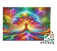 Arbre de Vie 1000Pièces Cadeaux Adultes Arbre Lumineux Arc-en-Ciel Jeu Éducatif Défi et Activité Réflexion 38x26cm/1000pcs