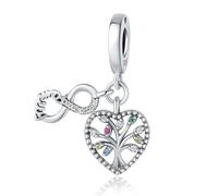 Arbre de vie avec breloque pendentif symbole de l'infini, accessoire de bracelet à breloques en argent sterling 925, compatible avec le collier bracelet pandora