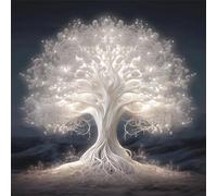 Arbre de vie blanc Peinture Diamant Adulte,DIY square Art du Diamant Painting Kit Complet,5D Broderie Rêveur Diamond Painting pour Adultes Enfants Point de Croix Painting pour Murale Décor 40x40 cm