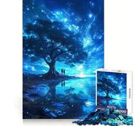 Arbre de Vie Bleu Puzzle pour Adolescents 1000 pièces Stimulation intellectuelle Temps Bien dépensé Bords précis Cadeau de Noël (50x75cm)