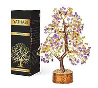 Arbre de vie bonsaï en pierre précieuse d’améthyste et aventurine jaune, cadeau spirituel, arbre porte-bonheur, arbre à monnaie, arbre chakra et Feng Shui
