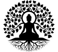 Arbre De Vie Bouddha Art Mural,Yoga Méditation Arbre De Vie Décoration Arbre De Vie Extérieur Jardin Patio Suspendu Signe 3D,Art Mural En Métal Pour Salle Yoga,Café,Chambre,Salon,Couloir 60cm