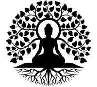 Arbre de Vie Bouddha Décoration Murale en Métal, 11.8" Noir Bouddha Méditation Yoga Intérieur Zen Décoration d'intérieur, Arbre de Vie Tenture Murale, pour Salon Chambre