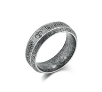 Arbre de vie celtique nordique, rune rune, bague Viking, bijoux rétro faits à la main en acier inoxydable pour hommes
