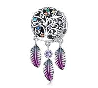 Arbre de vie Charms pour Bracelets Pandora, Breloque perles de charme attrape-rêves en argent 925, Cadeau d'Anniversaire pour Femme Adolescente