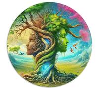 Arbre de Vie Circulaire Puzzles Convient pour Adultes Et Enfants 1000 Pièces, Fun Défiant Jeu Éducatif Décoration Maison Unique (67.5x67.5cm)