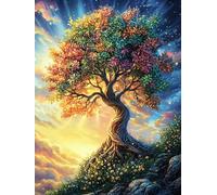 Arbre de Vie coloré au Coucher de Soleil 300 Pieces Casse-tête Collectionneur en Carton sans Déformation Mythes fantastiques Très Difficile Motif Complexe Décoration Murale Cadeau Noël Premium 30