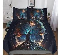 Arbre de Vie Cosmique 3D Imprimé Parure De Lit avec Housse De Couette Et Taies d'oreiller, 3 Pièces Ensemble Ultra Doux Microfibre Hypoallergénique pour Enfants Et Adolescents King (220x240cm)