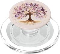 Arbre de vie de yoga violet et doré PopSockets PopGrip pour MagSafe