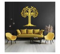 Arbre de Vie en métal, Grande décoration Murale 3D, Croix de Jésus, Branches décoratives, Style chrétien pour Salon, Chambre, église, à Suspendre (doré, 100 x 88 cm)
