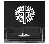 Arbre de Vie en métal, Grande décoration Murale 3D, Croix de Jésus, décoration de Branches, Style chrétien pour Salon, Chambre, église (Blanc, 120 x 113 cm)
