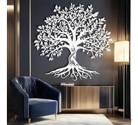 Arbre de Vie en métal Noir, décoration Murale Nordique en métal, Sculpture Moderne représentant l'arbre de Vie, idéale pour Le Salon, la Chambre, Le Couloir et Les escaliers (Blanc 71