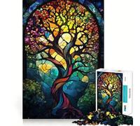 Arbre de Vie en Vitrail Puzzle de 1000 pièces pour Adultes et Adolescents Jeu de réflexion apaisant Cadeau de Noël idéal 38x26cm