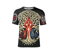 Arbre De Vie Fenrir Wolf T-Shirt T-Shirt De Sport Quickdry Tee Shirt Confortable Sportswear pour Entraînement Gym Pêche L
