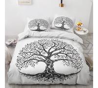 Arbre de Vie Housse de Couette 220x240 - Parure de Lit 2 Personne Adulte Mythologie Nordique - Ensemble de Literie en Microfibre Douce avec Fermeture éclair, 2 Taies d'oreiller 65x65 cm N&-A155