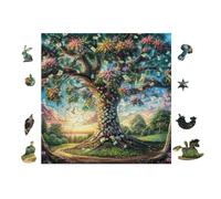 Arbre de Vie Magique 100 Pieces Casse-tête Adulte en Carton Anti-Déchirure Haute Difficulté Motif Complexe Anti-Stress Passe-Temps Cadeau Noël Pas Cher 28x28cm