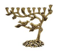 Arbre de Vie Menorah Hanouka - Convient À Toutes Les Bougies Hanouka Standard - Ancien Hanukkah Menorah 20 cm de Haut - Menorah Hanouka 9 Branches - Or Antique