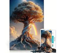 Arbre de Vie Mystique avec Arc-en-Ciel Puzzle 1000 Pièces Cadeau pour Adultes Jeu de Réflexion Jouet Moments de Partage Découpe Soignée Surprise d'anniversaire (38x26cm)
