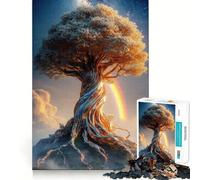 Arbre de Vie Mystique avec Arc-en-Ciel Puzzle Difficile pour Adultes 1000 Pièces Think Toy Paisible et Amusant Découpe Nette et Fine Art Piece (38x52cm)