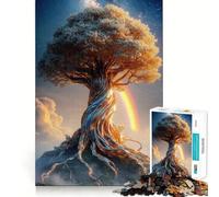 Arbre de Vie Mystique avec Puzzle Arc-en-Ciel pour Adolescents 1000 Pièces Think Toy Apaisant et Amusant Art aux Découpes Nettes Collection (50x75cm)