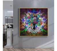 Arbre de vie par Gustav Klimt Scandinave Paysage Art Toile Affiche et Impressions Coloré Abstrait Mur Décor Image 70x70cm Sans Cadre