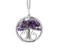 Arbre de vie Pendentif en pierre de cristal naturel fait à la main bricolage multicolore gravier cercle de pierre