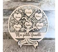 Arbre de Vie personnalisé en Bois avec Max. 20 prénoms, Décoration Murale ou à Poser, décoration intérieur,Fleur Vie sacrée,Anniversaire,noël baptême Mariage Mandala Saint Valentin (28cm de diamètre)